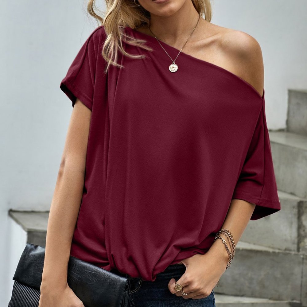 Burgundy off the shoulder blouse